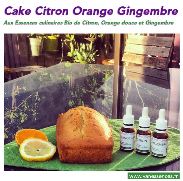 Cake aux huiles essentielles bio de Citron, Orange douce et Gingembre